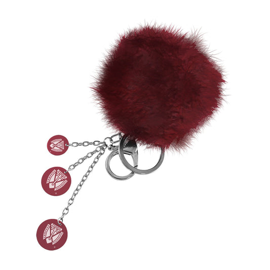 Maroon Puffball Keychain